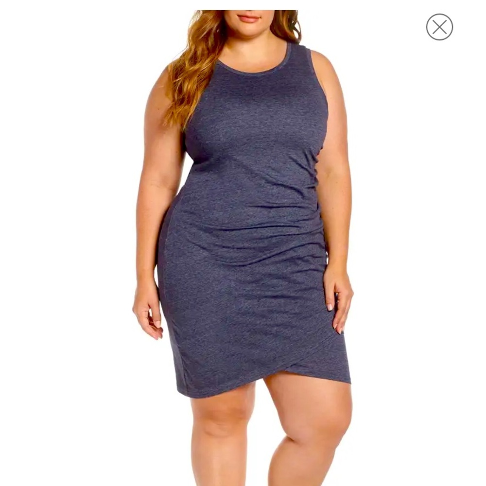 Charcoal grey ruched bodycon dress